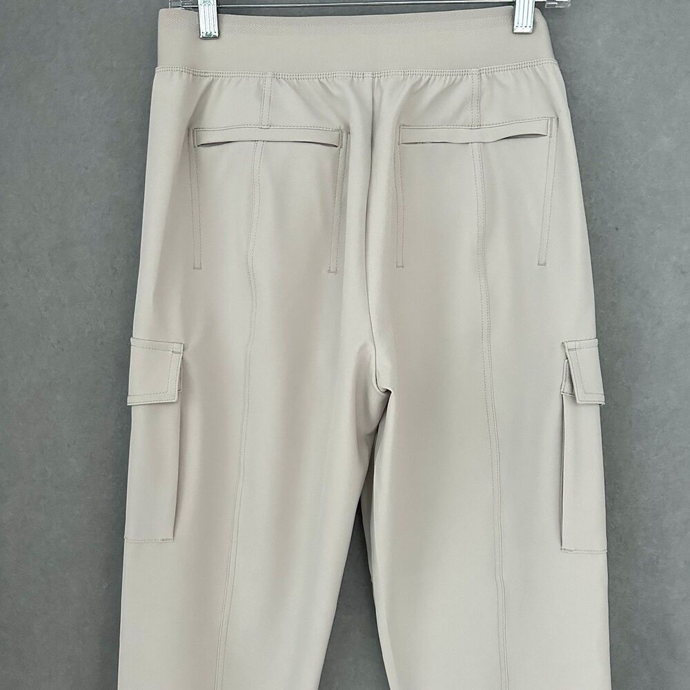 Athleta Endless High Rise Cargo Pant Sz 8 Abalone Beige Tapered Travel Trousers - Picture 7 of 13